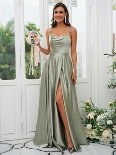 Foto 5 | Foto 5 | Vestido De Fiesta Monvelli De Satén Con Cuello Vuelto, Sin Espalda Y Abertura, Azul Marino - Venta Internacional.
