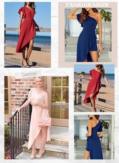 Foto 5 | Foto 5 | Vestido Dokotoo De Un Solo Hombro, Sin Mangas, Azul Alto Y Bajo Para Mujer - Venta Internacional.