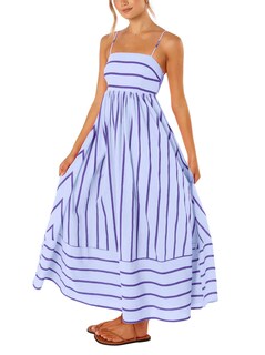 Foto 1 | Foto 1 | Vestido Largo Chouyatou Para Mujer, A Rayas, Espalda Fruncida, Morado - Venta Internacional.