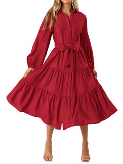 Foto 1 | Foto 1 | Vestido Mascomoda Para Mujer 2024, Manga Larga, Manga Larga, Midi, Rojo - Venta Internacional.