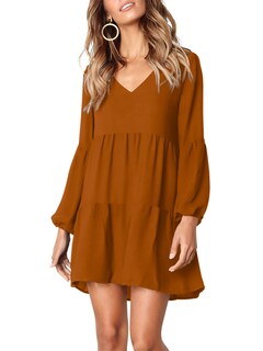 Foto 3 | Foto 3 | Vestido Tipo Túnica Amoretu Con Cuello En V Para Mujer, Marrón Xl - Venta Internacional.