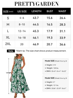 Foto 6 | Foto 6 | Vestido De Verano Prettygarden Floral Sin Mangas Maxi Green Xl - Venta Internacional.