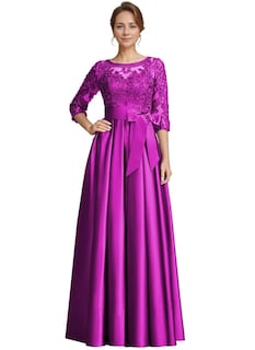 Foto 1 | Foto 1 | Vestido Formal Raomiao Fucsia Satinado Con Apliques De Encaje Para Mujer - Venta Internacional.