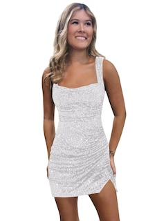 Foto 1 | Foto 1 | Vestido De Bienvenida Bolensye Con Lentejuelas Blancas Y Tirantes Finos - Venta Internacional.