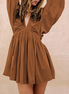 Foto 4 | Foto 4 | Vestido Acelit Free People Otoño 2024 Casual Cuello V Marrón S - Venta Internacional.