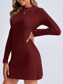 Foto 3 | Foto 3 | Vestido Tipo Suéter Saodimallsu 2024 Para Mujer, Manga Larga, Color Burdeos - Venta Internacional.