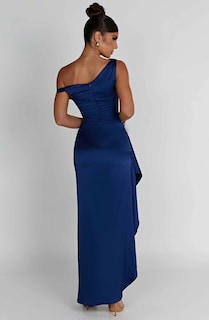 Foto 4 | Foto 4 | Vestido De Noche Lphirkut Satinado Con Hombros Descubiertos Para Mujer, Azul Real - Venta Internacional.