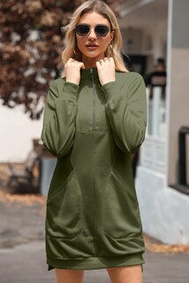 Foto 3 | Foto 3 | Vestido Alvaq Para Mujer, Casual, Manga Larga, Cuello En V, Color Verde - Venta Internacional.