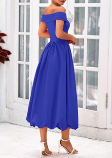 Foto 2 | Foto 2 | Vestido Prettygarden Para Mujer, De Verano, Con Hombros Descubiertos, Línea A, Azul - Venta Internacional.