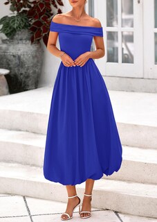 Foto 3 | Foto 3 | Vestido Prettygarden Para Mujer, De Verano, Con Hombros Descubiertos, Línea A, Azul - Venta Internacional.