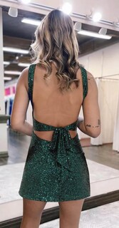 Foto 2 | Foto 2 | Vestido De Bienvenida Bolensye Con Cuello Cuadrado Y Lentejuelas, Color Verde, Talla 8 - Venta Internacional.