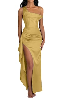 Foto 1 | Foto 1 | Vestido De Novia Para Invitados De Satén Con Hombros Descubiertos, Talla L Phirkut, Us 6 - Venta Internacional.