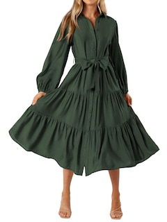 Foto 1 | Foto 1 | Vestido Mascomoda 2024 De Manga Larga A Media Pierna Con Cuello En V Para Mujer - Venta Internacional.