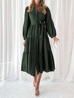 Foto 3 | Foto 3 | Vestido Mascomoda 2024 De Manga Larga A Media Pierna Con Cuello En V Para Mujer - Venta Internacional.