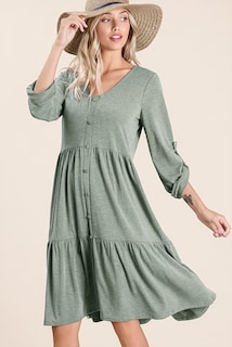 Foto 2 | Foto 2 | Vestido Dokotoo Para Mujer, Cuello En V, Punto Acanalado, Manga Larga - Venta Internacional.