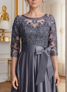 Foto 5 | Foto 5 | Vestido Raomiao De Encaje Para Madre De La Novia, Satinado, Azul Oscuro - Venta Internacional.
