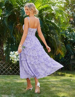 Foto 3 | Foto 3 | Vestido Largo Grace Karin, Bohemio, Floral Escalonado, Verano 2025, Morado - Venta Internacional.