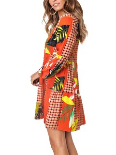 Foto 4 | Foto 4 | Vestido Túnica Amoretu Plisado Con Cuello En V Y Manga Linterna, Naranja - Venta Internacional.