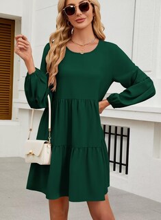 Foto 4 | Foto 4 | Vestido De Otoño Qacohu 2024, Moderno, Manga Larga, Túnica Verde M Para Mujer - Venta Internacional.