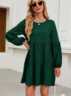 Foto 6 | Foto 6 | Vestido De Otoño Qacohu 2024, Moderno, Manga Larga, Túnica Verde M Para Mujer - Venta Internacional.