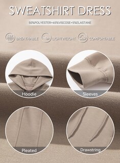 Foto 5 | Foto 5 | Vestido Tipo Sudadera Alvaq 2024 Winter Para Mujer, Color Caqui, Talla M - Venta Internacional.