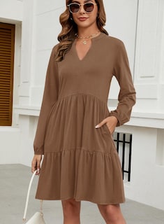 Foto 3 | Foto 3 | Vestido Qacohu 2024 Con Cuello En V, Camisa, Para Mujer, Primavera Y Otoño - Venta Internacional.