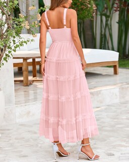 Foto 5 | Foto 5 | Vestido Prettygarden De Verano Para Mujer, Sin Mangas, De Tul Con Volantes - Venta Internacional.