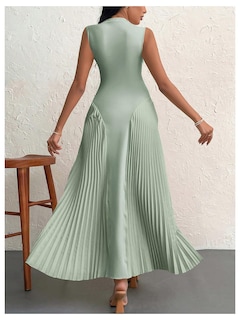Foto 2 | Foto 2 | Vestido Largo Soly Hux Sin Mangas Plisado Línea A Verde Para Mujer - Venta Internacional.