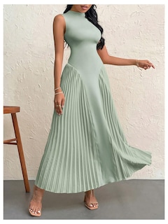 Foto 3 | Foto 3 | Vestido Largo Soly Hux Sin Mangas Plisado Línea A Verde Para Mujer - Venta Internacional.