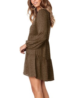 Foto 2 | Foto 2 | Vestido Tipo Túnica Amoretu Con Lunares, Café, Cuello En V, Holgado, Xl, Mujer - Venta Internacional.
