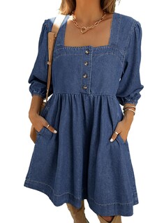 Foto 1 | Foto 1 | Vestido Vaquero Sidefeel Spring Outfit De Manga 3/4 Para Mujer - Venta Internacional.