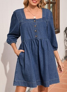 Foto 4 | Foto 4 | Vestido Vaquero Sidefeel Spring Outfit De Manga 3/4 Para Mujer - Venta Internacional.