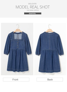 Foto 7 | Foto 7 | Vestido Vaquero Sidefeel Spring Outfit De Manga 3/4 Para Mujer - Venta Internacional.