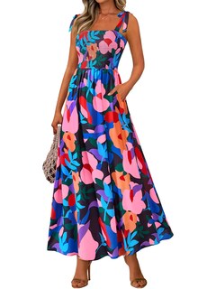 Foto 1 | Foto 1 | Vestido De Verano Prettygarden Floral Sin Mangas Maxi Negro Para Mujer - Venta Internacional.