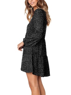 Foto 2 | Foto 2 | Vestido Tipo Túnica Amoretu, Cuello En V Profundo, Holgado, Con Minipuntos, Negro - Venta Internacional.