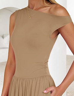 Foto 5 | Foto 5 | Vestido Largo Zesica Summer 2025 Con Un Solo Hombro Casual Para Mujer - Venta Internacional.