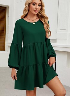 Foto 2 | Foto 2 | Vestido De Otoño Qacohu 2024, Moderno, Manga Larga, Túnica Verde, Xxl, Mujer - Venta Internacional.
