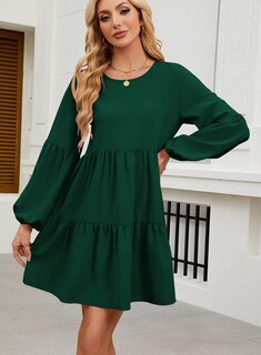 Foto 3 | Foto 3 | Vestido De Otoño Qacohu 2024, Moderno, Manga Larga, Túnica Verde, Xxl, Mujer - Venta Internacional.