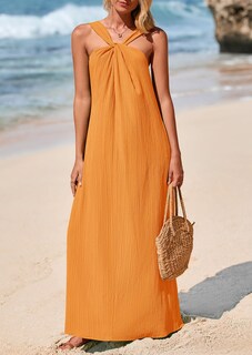 Foto 7 | Foto 7 | Vestido De Verano Prettygarden Para Mujer 2025 Con Tiras Holgadas, Naranja, Xl - Venta Internacional.