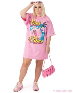 Foto 6 | Foto 6 | Vestido Tipo Camiseta Extragrande Para Mujer, Estilo Barbie California Vibes, Color Rosa - Venta Internacional.