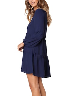Foto 4 | Foto 4 | Vestido Casual Tipo Túnica Amoretu Con Cuello En V, Corte Holgado, Azul Marino, Para Mujer - Venta Internacional.