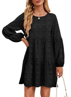 Foto 1 | Foto 1 | Vestido Casual Qacohu 2024 Con Lunares Suizos, Túnica, Manga Linterna, Mujer - Venta Internacional.