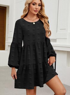 Foto 2 | Foto 2 | Vestido Casual Qacohu 2024 Con Lunares Suizos, Túnica, Manga Linterna, Mujer - Venta Internacional.