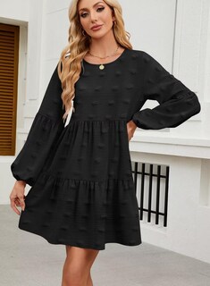 Foto 3 | Foto 3 | Vestido Casual Qacohu 2024 Con Lunares Suizos, Túnica, Manga Linterna, Mujer - Venta Internacional.