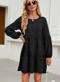 Foto 5 | Foto 5 | Vestido Casual Qacohu 2024 Con Lunares Suizos, Túnica, Manga Linterna, Mujer - Venta Internacional.