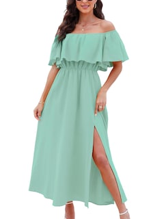 Foto 1 | Foto 1 | Vestido Largo Cupshe Para Mujer, Cuello Descubierto, Manga Corta, Color Menta - Venta Internacional.