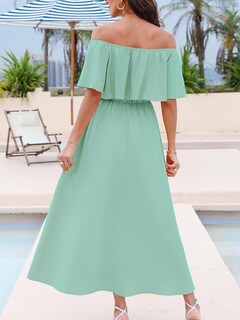 Foto 2 | Foto 2 | Vestido Largo Cupshe Para Mujer, Cuello Descubierto, Manga Corta, Color Menta - Venta Internacional.