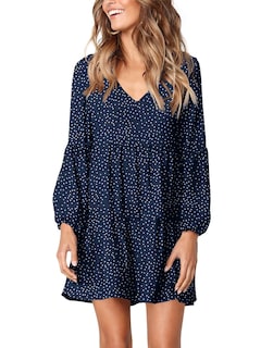 Foto 1 | Foto 1 | Vestido Túnica Amoretu Swing Shift Con Lunares Azul Marino Para Mujer - Venta Internacional.