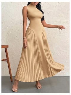 Foto 3 | Foto 3 | Vestido Largo Soly Hux Sin Mangas A Line Para Mujer, Color Caqui - Venta Internacional.