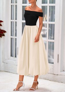Foto 7 | Foto 7 | Vestido Prettygarden Para Mujer, De Verano, Con Hombros Descubiertos, Línea A, Negro - Venta Internacional.